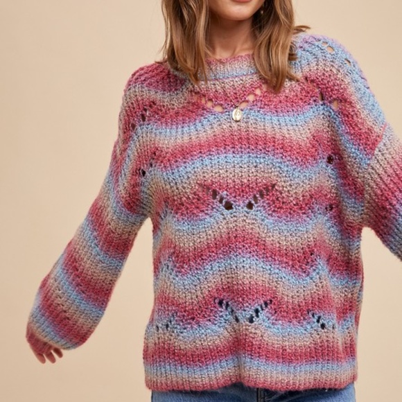 NWT Soft Striped Mohair Sweater - Picture 3 of 4